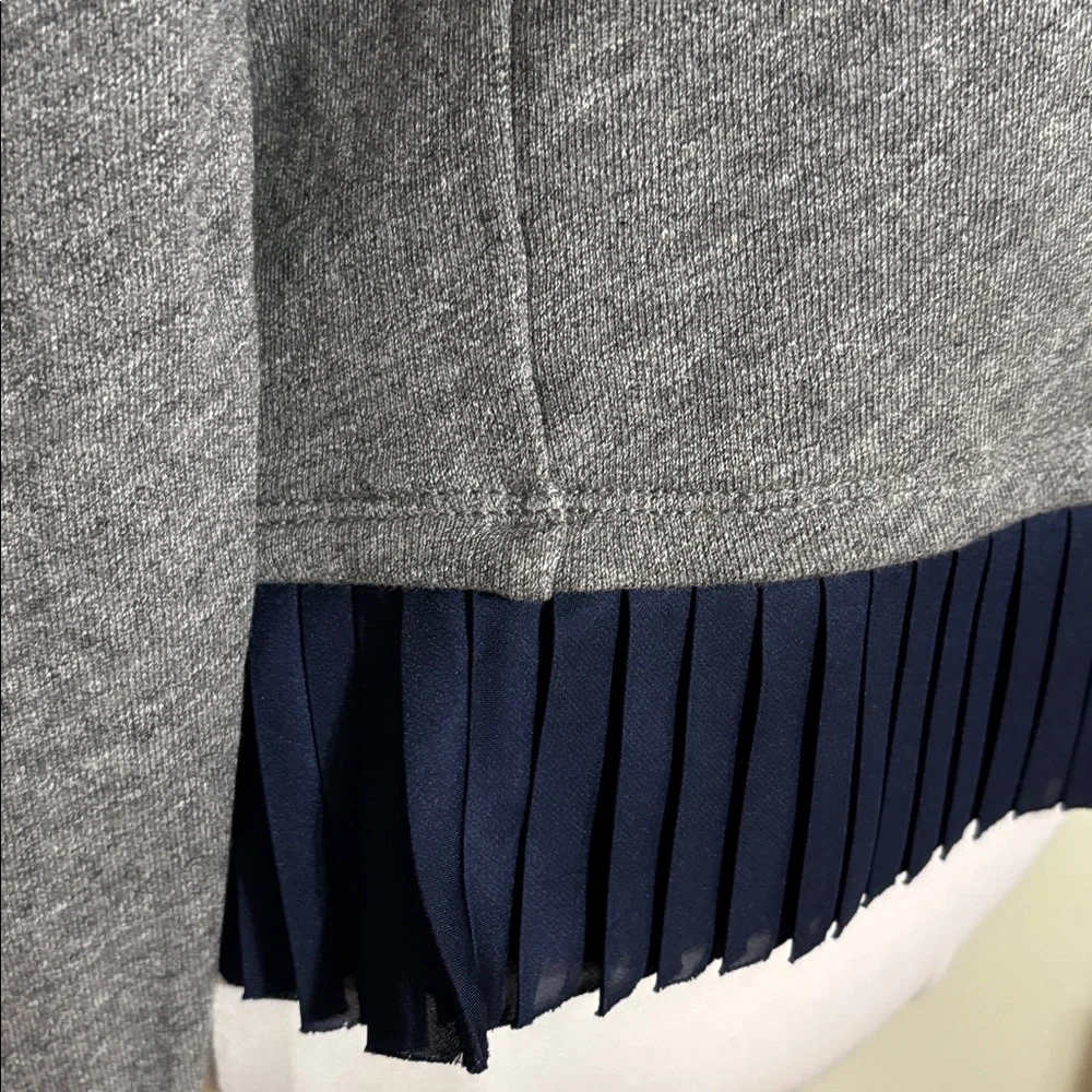 J Crew Gray Sweater Navy Pleated Hem